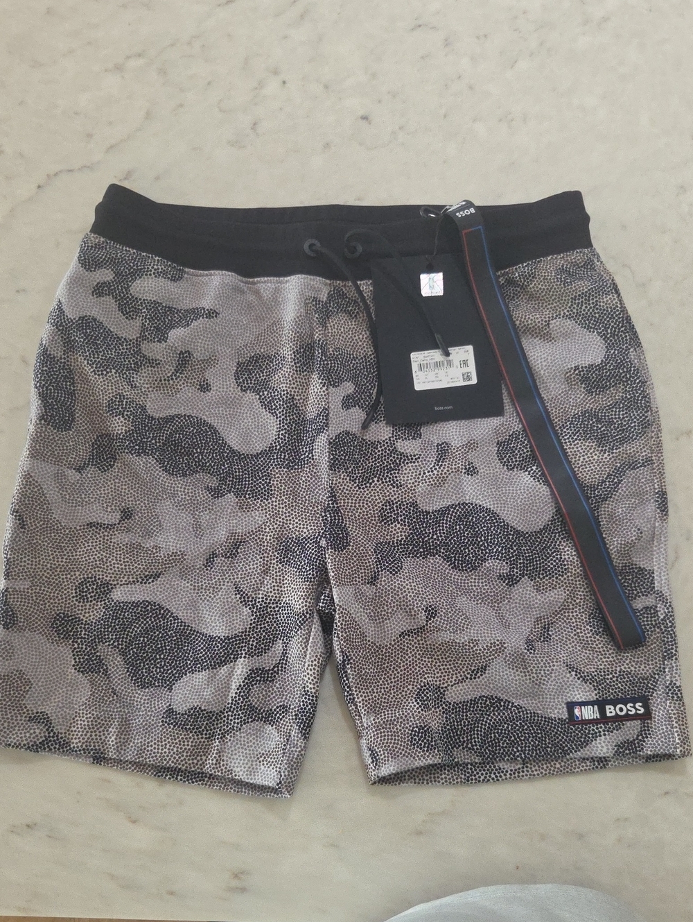 Boss Men's NBA Raptors Gray Camouflage Swim Trunks